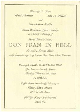 Πρόσκληση: George Bernard Shaw's Don Juan in Hell 15/2/1993