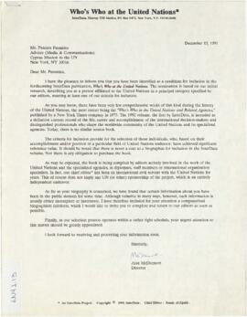 Επιστολή Alan McDermott προς Panicos Peonides