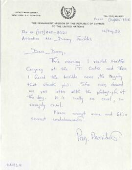 Επιστολή Panicos Peonides προς Danny Fruchtez