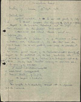 Χειρόγραφο σημείωμα σχετικά με Executive Board για Φεστιβάλ και Συνέδρια 1949 και 1950