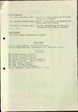 International Folk Music Council First General Conference Basle - September 13th - 18th, 1948 Del...