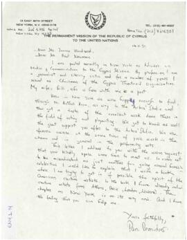 Επιστολή Panicos Peonides προς Joanne Woodword and Paul Newman