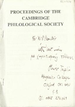 Proceedings of the Cambridge philological society