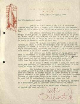 Επιστολή Kosta Olbarto προς Σόλωνα Μιχαηλίδη 19/4/1965