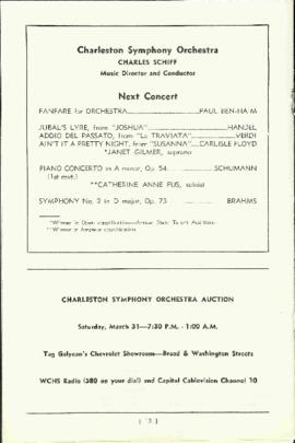 Charleston Symphony Orchestra Season 1972-73, 20/3